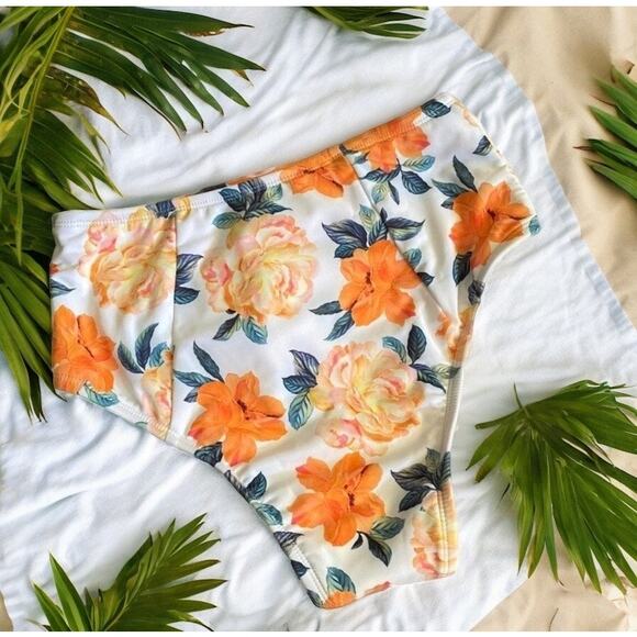 Women's Shade & Shore High Waist Extra Cheeky Swim Floral Bikini Bottoms Size S - Picture 4 of 9